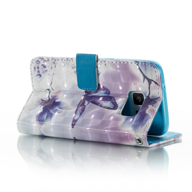Patterned Light Spot Decor Leather Wallet Case with Lanyard for Samsung Galaxy S7 G930 - Flowers and Butterflies-8