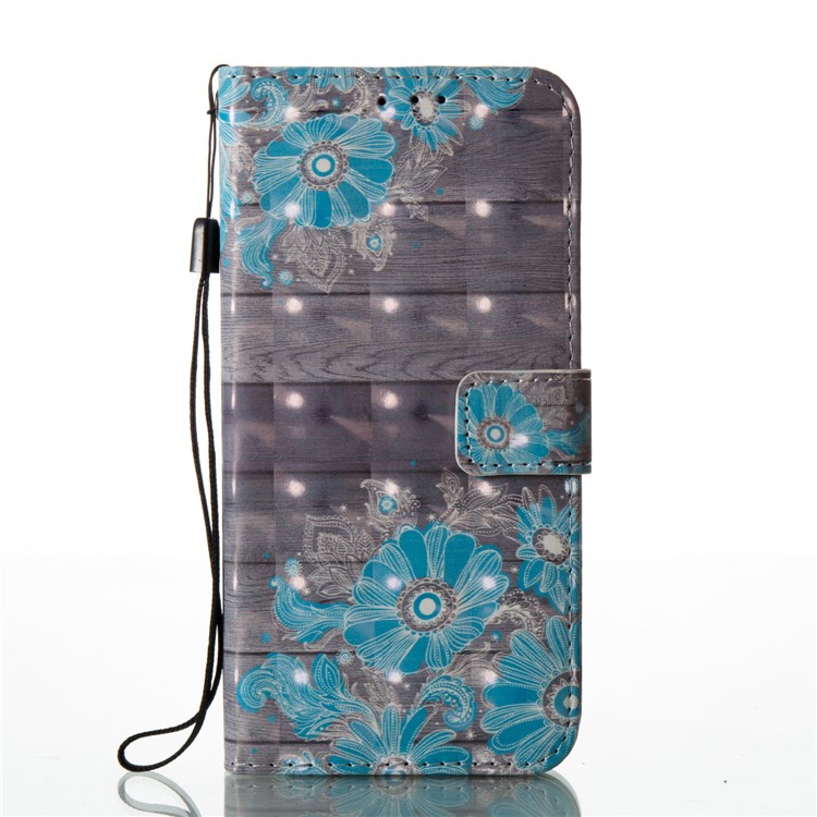 Pattern Printing Light Spot Decor Leather Case for Samsung Galaxy S7 edge G935 - Blue Flowers-2