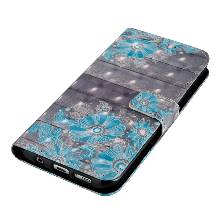 Pattern Printing Light Spot Decor Leather Case for Samsung Galaxy S7 edge G935 - Blue Flowers-4