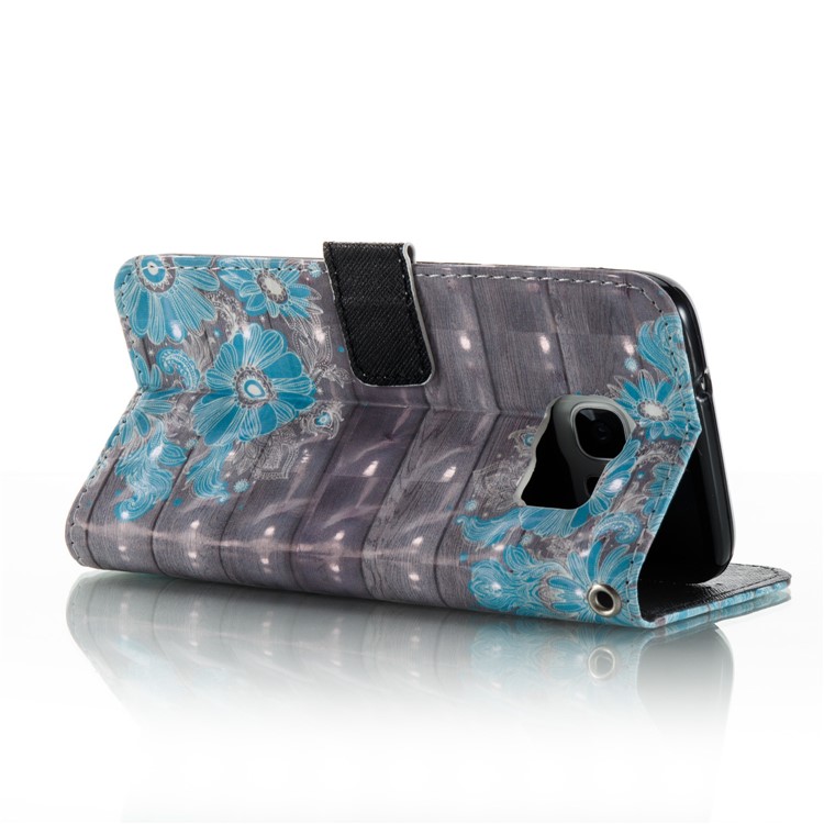 Pattern Printing Light Spot Decor Leather Case for Samsung Galaxy S7 edge G935 - Blue Flowers-8