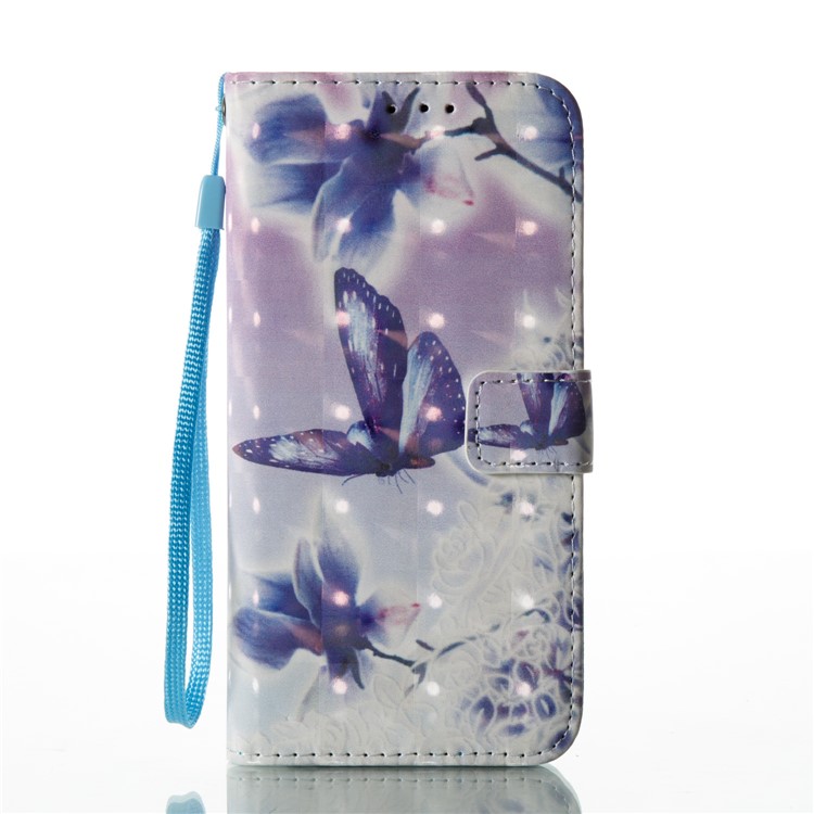 Pattern Printing Light Spot Decor Leather Wallet Phone Case for Samsung Galaxy S8 G950 - Flowers and Butterflies-2