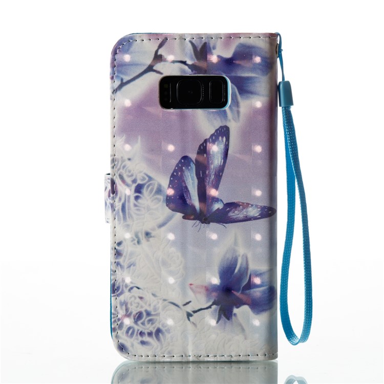 Pattern Printing Light Spot Decor Leather Wallet Phone Case for Samsung Galaxy S8 G950 - Flowers and Butterflies-3