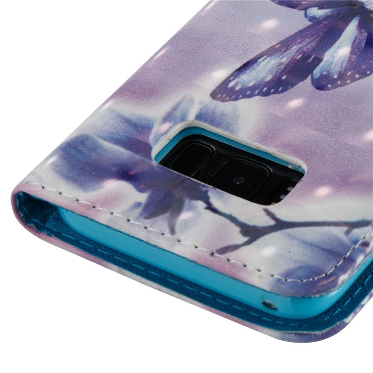 Pattern Printing Light Spot Decor Leather Wallet Phone Case for Samsung Galaxy S8 G950 - Flowers and Butterflies-5