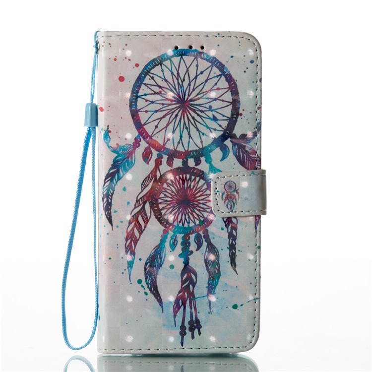 Pattern Printing Light Spot Decor Leather Wallet Case for Samsung Galaxy S8 Plus G955 - Blue Dream Catcher-2