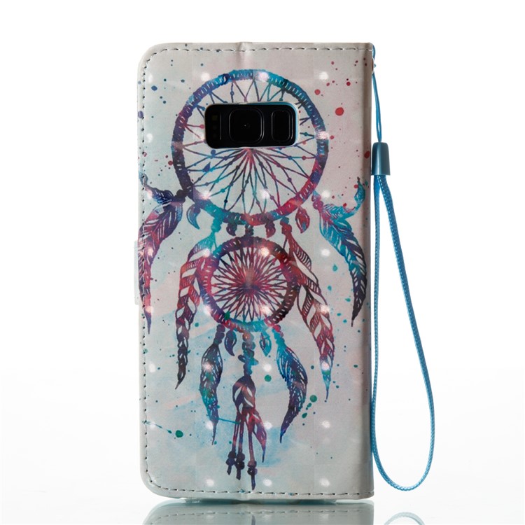 Pattern Printing Light Spot Decor Leather Wallet Case for Samsung Galaxy S8 Plus G955 - Blue Dream Catcher-3