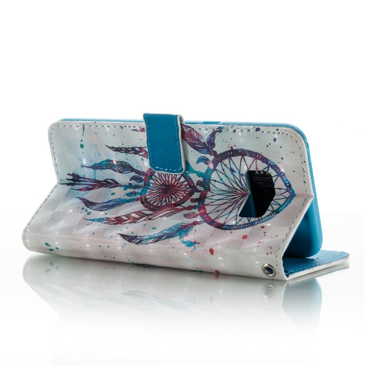 Pattern Printing Light Spot Decor Leather Wallet Case for Samsung Galaxy S8 Plus G955 - Blue Dream Catcher-8