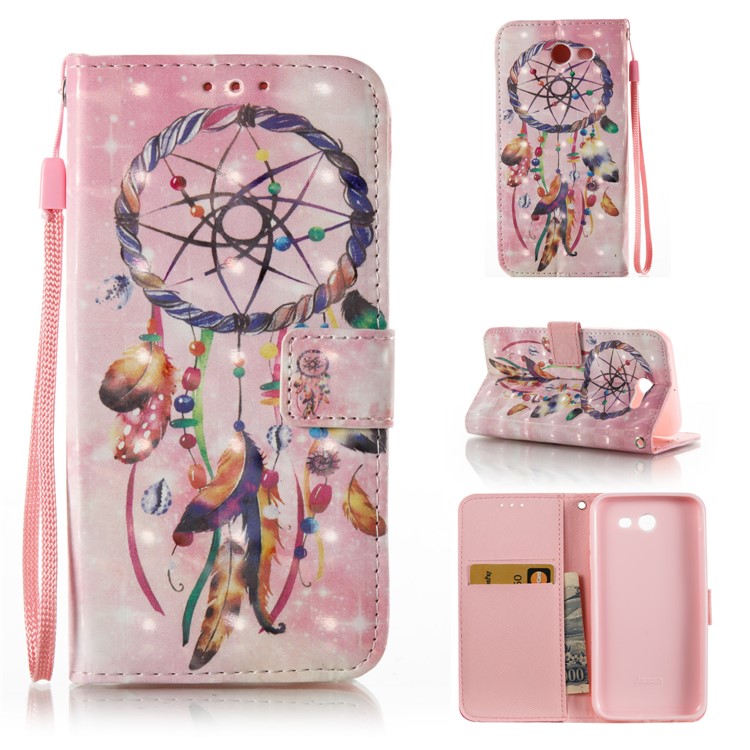 Pattern Printing Light Spot Decor Leather Wallet Case Cover for Samsung Galaxy J3 (2017) - Colorful Dream Catcher-1