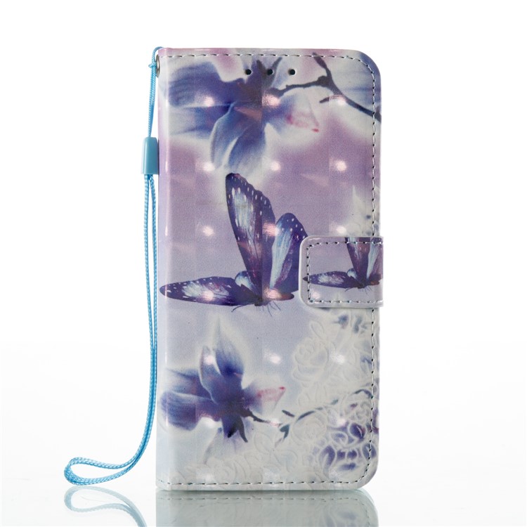Pattern Printing Light Spot Decor Leather Card Holder Mobile Cover for Samsung Galaxy A3 (2017) - Flowers and Butterflies-2