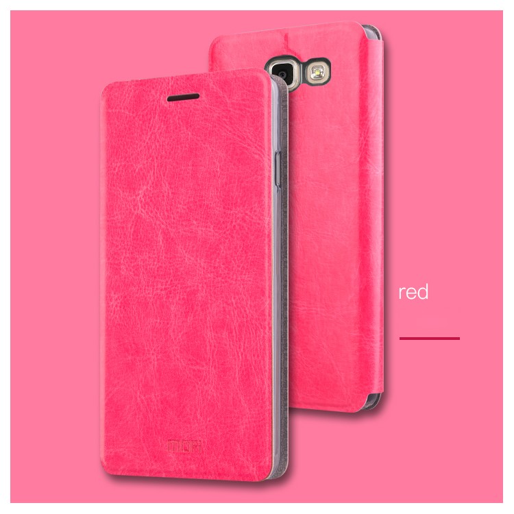 MOFI Rui Series Built-in Steel Sheet Leather Flip Case with Stand for Samsung Galaxy A7 (2017) - Rose-1