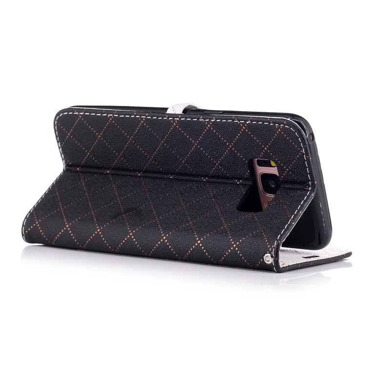 Love Heart Two-tone Leather Wallet Stand Cellphone Cover with Lanyard for Samsung Galaxy S8 SM-G950 - Black-4