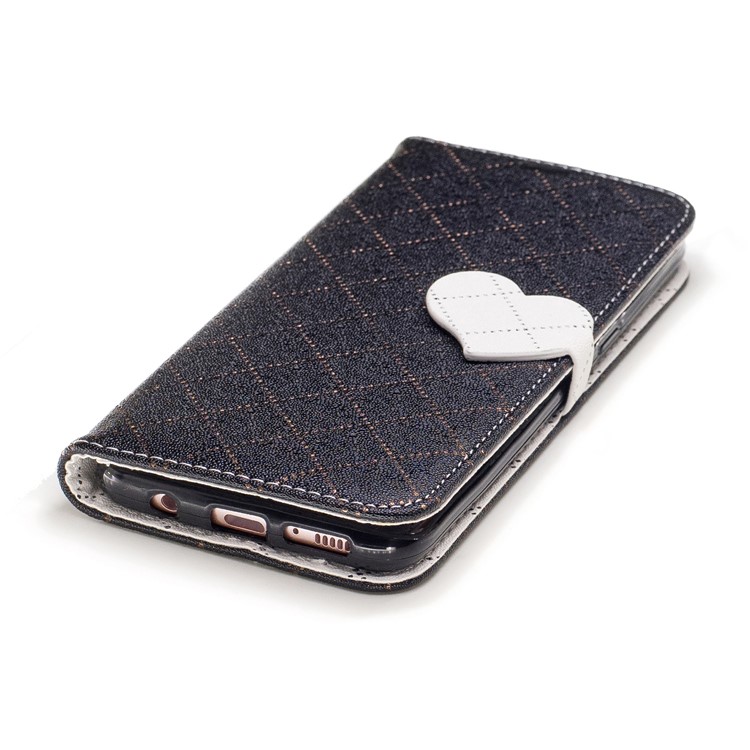 Love Heart Two-tone Leather Wallet Stand Cellphone Cover with Lanyard for Samsung Galaxy S8 SM-G950 - Black-6