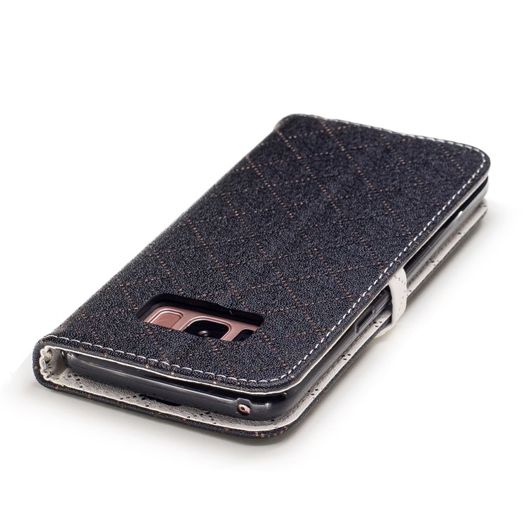 Love Heart Two-tone Leather Wallet Stand Cellphone Cover with Lanyard for Samsung Galaxy S8 SM-G950 - Black-7