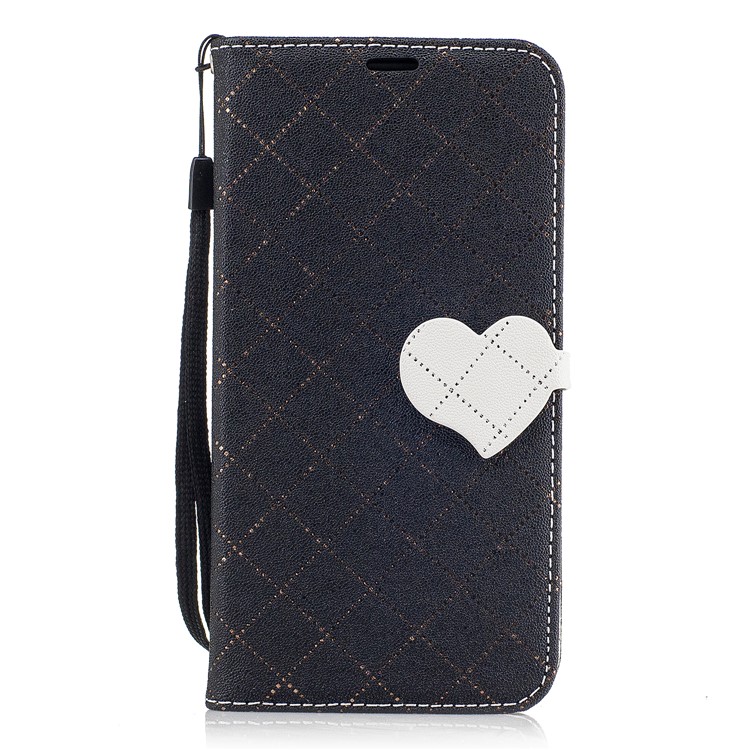 Love Heart Two-tone Leather Wallet Mobile Case with Lanyard for Samsung Galaxy J5 (2017) - Black-2