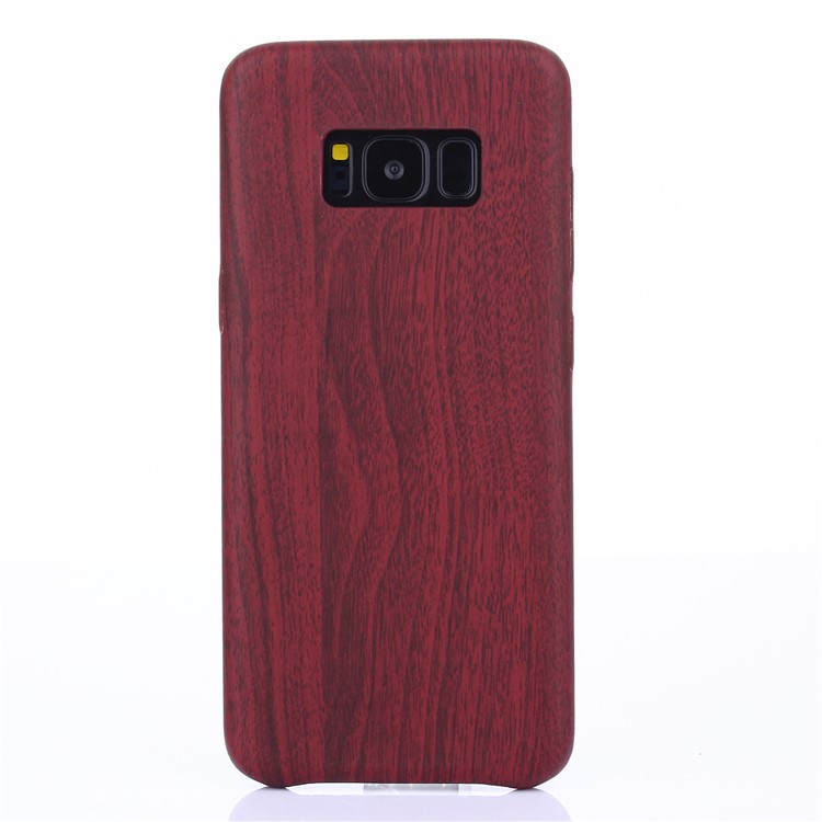 Wood Grain Leather Coated Soft TPU Case for Samsung Galaxy S8 Plus G955 - Wine Red-1