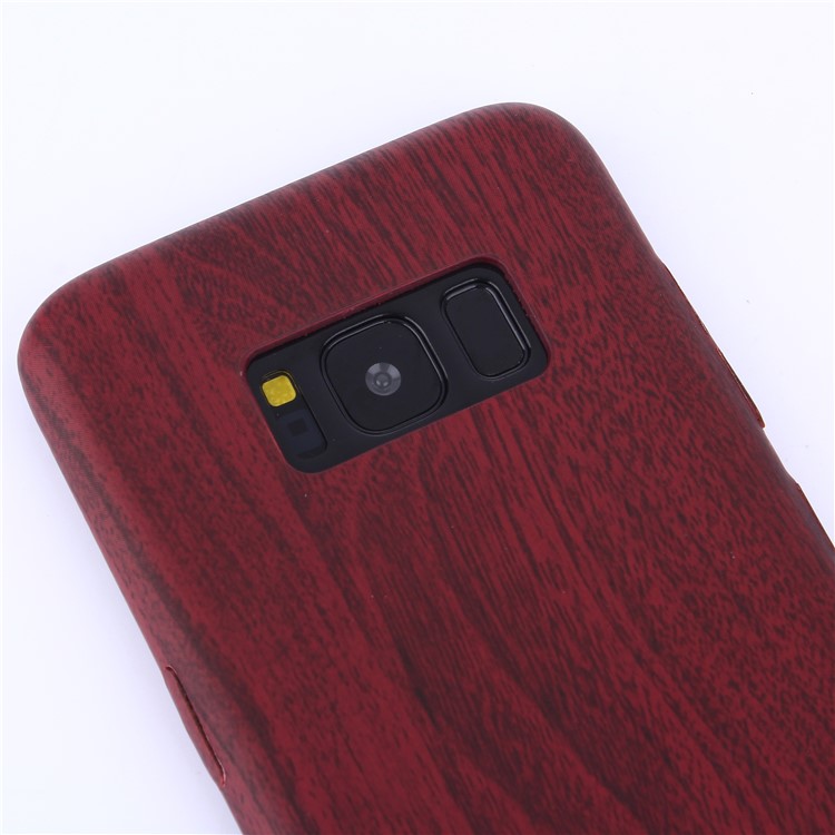 Wood Grain Leather Coated Soft TPU Case for Samsung Galaxy S8 Plus G955 - Wine Red-10