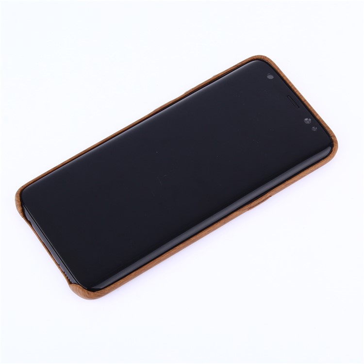 Wood Grain Leather Coated Soft TPU Case for Samsung Galaxy S8 Plus G955 - Wine Red-12