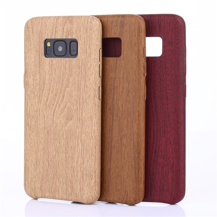 Wood Grain Leather Coated Soft TPU Case for Samsung Galaxy S8 Plus G955 - Wine Red-13