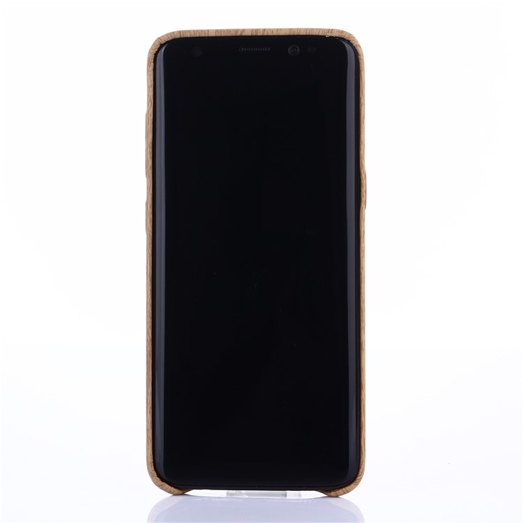 Wood Grain Leather Coated Soft TPU Case for Samsung Galaxy S8 Plus G955 - Wine Red-2