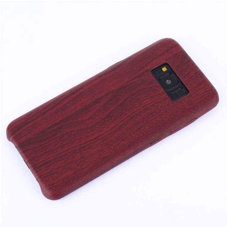Wood Grain Leather Coated Soft TPU Case for Samsung Galaxy S8 Plus G955 - Wine Red-3