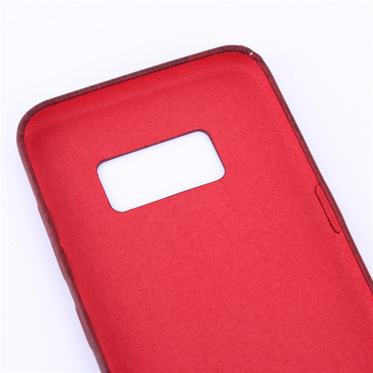 Wood Grain Leather Coated Soft TPU Case for Samsung Galaxy S8 Plus G955 - Wine Red-4