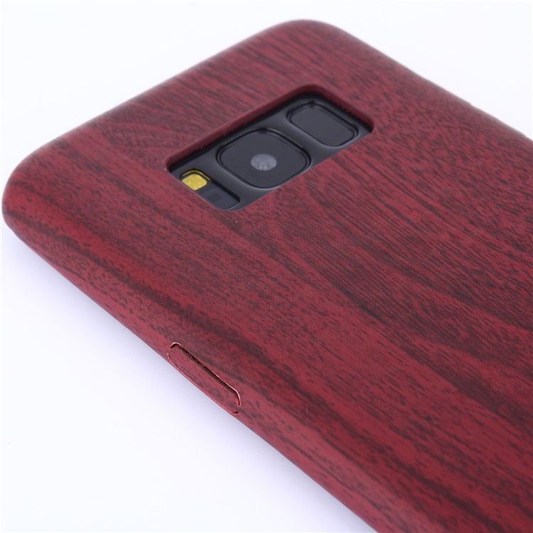 Wood Grain Leather Coated Soft TPU Case for Samsung Galaxy S8 Plus G955 - Wine Red-8