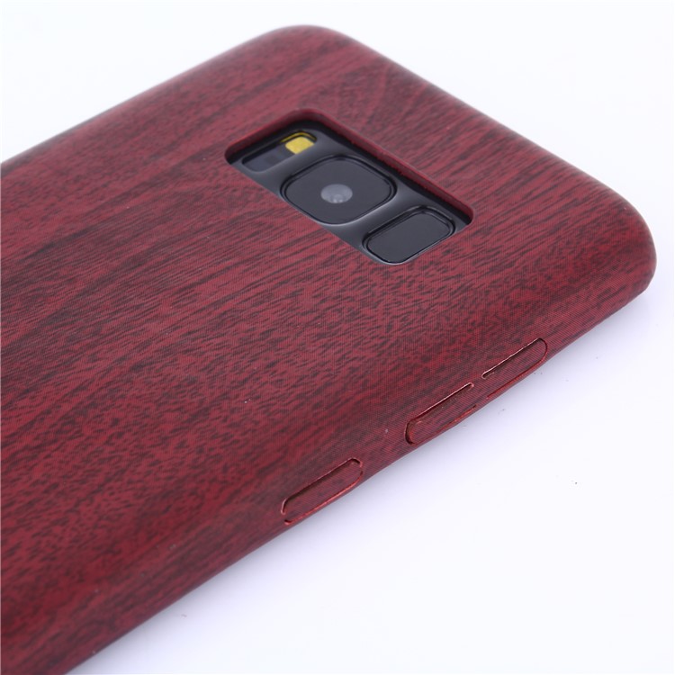 Wood Grain Leather Coated Soft TPU Case for Samsung Galaxy S8 Plus G955 - Wine Red-9