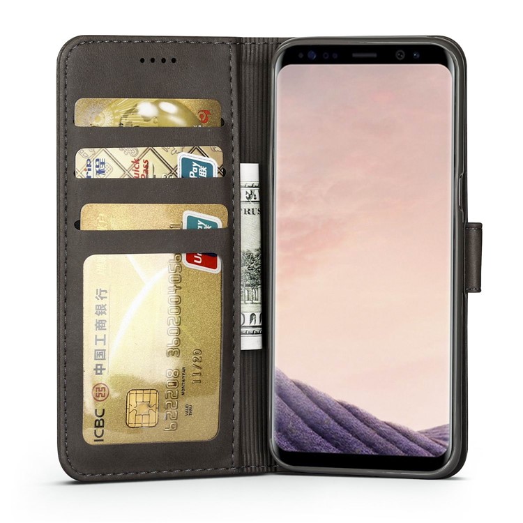LC.IMEEKE Wallet Stand Leather Protective Case for Samsung Galaxy S8 Plus G955 - Grey-5