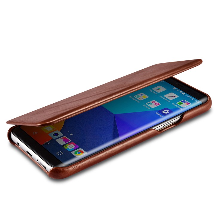 ICARER Curved Edge Vintage Genuine Leather Flip Shell for Samsung Galaxy S8 G950 - Brown-4