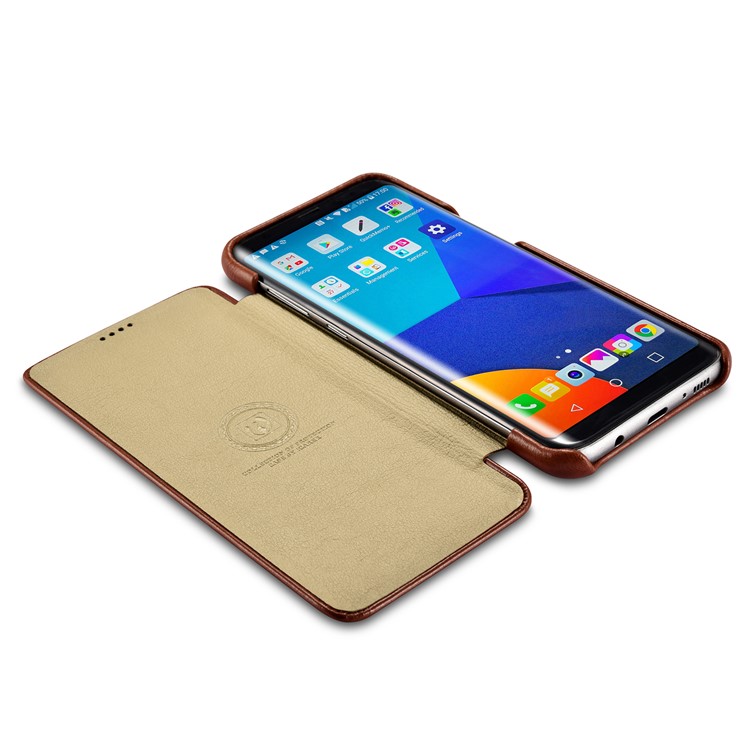 ICARER Curved Edge Vintage Genuine Leather Flip Shell for Samsung Galaxy S8 G950 - Brown-5