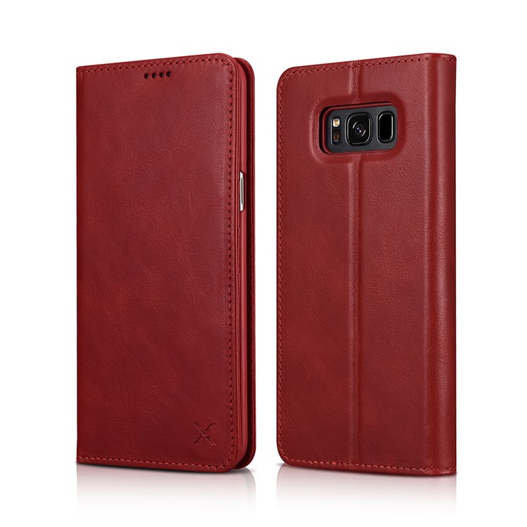 

XOOMZ Авто-поглощенный Бумажник Стенд Чехол Для Телефона Samsung Galaxy S8 G950(натуральная Кожа + PC) - красный, Galaxy S8