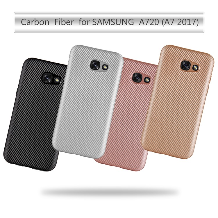 Carbon Fiber Soft TPU Phone Casing for Samsung Galaxy A7 (2017) SM-A720F - Black-4
