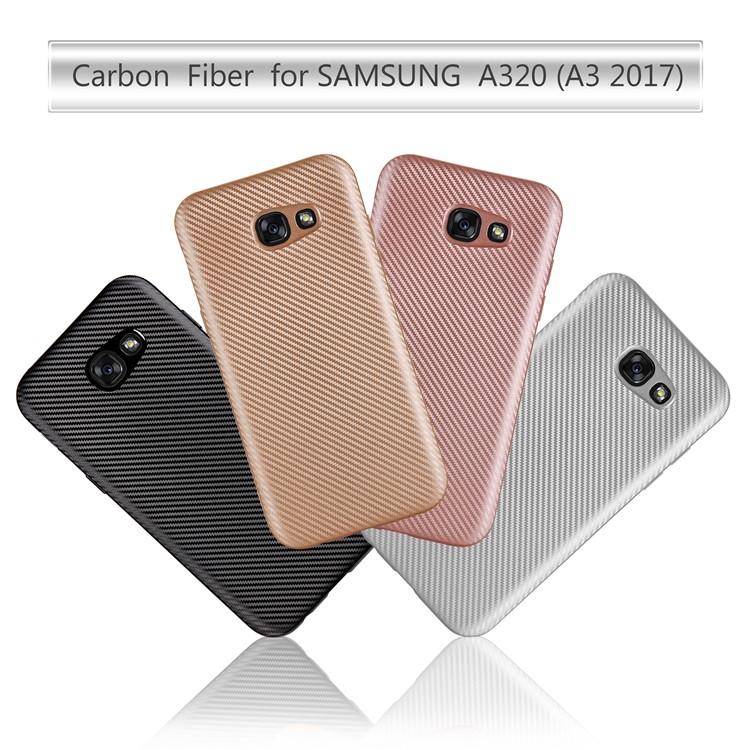 Carbon Fiber TPU Soft Case for Samsung Galaxy A3 (2017) - Black-5
