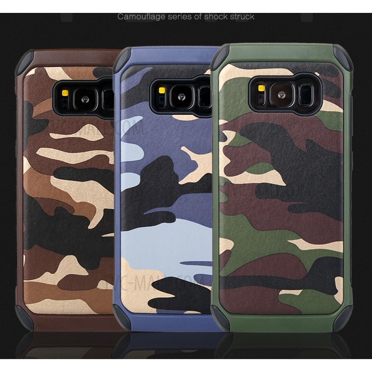 For Samsung Galaxy S8 G950 Camouflage PU Texture Leather Coated PC+TPU Combo Case - Army Green-2