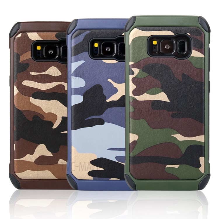 For Samsung Galaxy S8 G950 Camouflage PU Texture Leather Coated PC+TPU Combo Case - Army Green-3