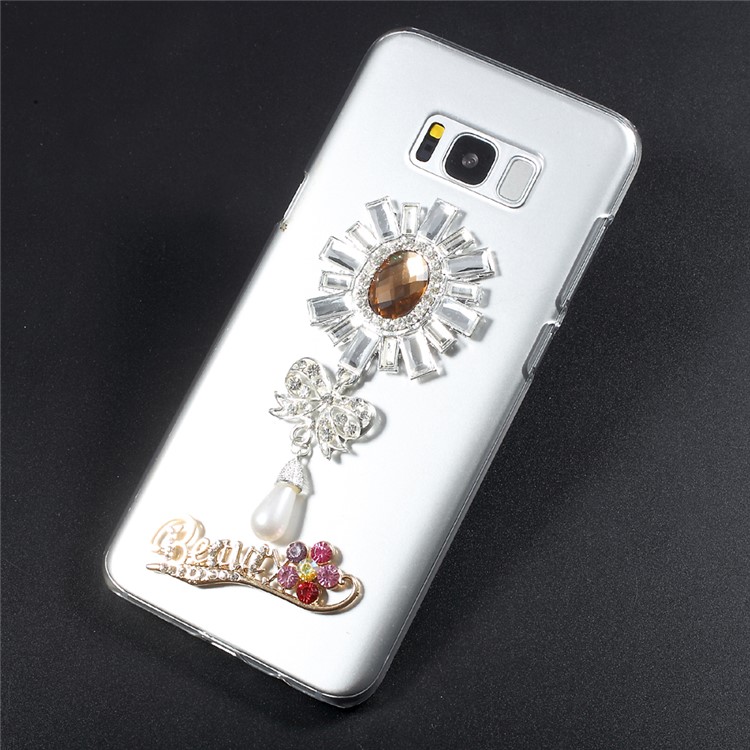 

Rhinestone Decorated Crystal Acrylic Phone Shell for Samsung S8 Plus G955 - Bow tie with Pendant, Galaxy S8+