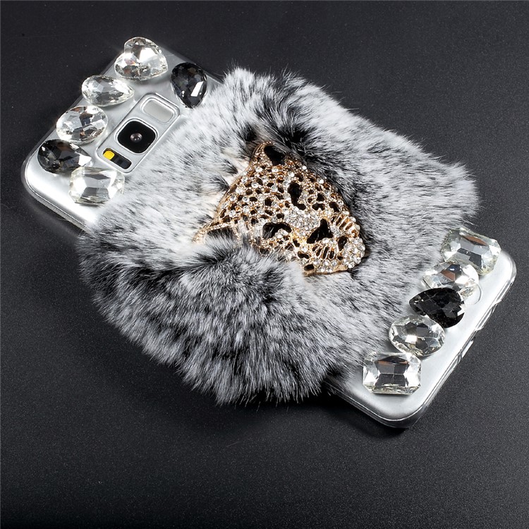 For Samsung Galaxy S8 G950 Crystal Acrylic Rhinestone Decorated Ring Stand Phone Shell Case - Lion-3