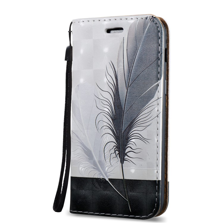 3D Embossing Stand Card Holder Leather Phone Case for Samsung Galaxy A3 (2017) - Feathers-2