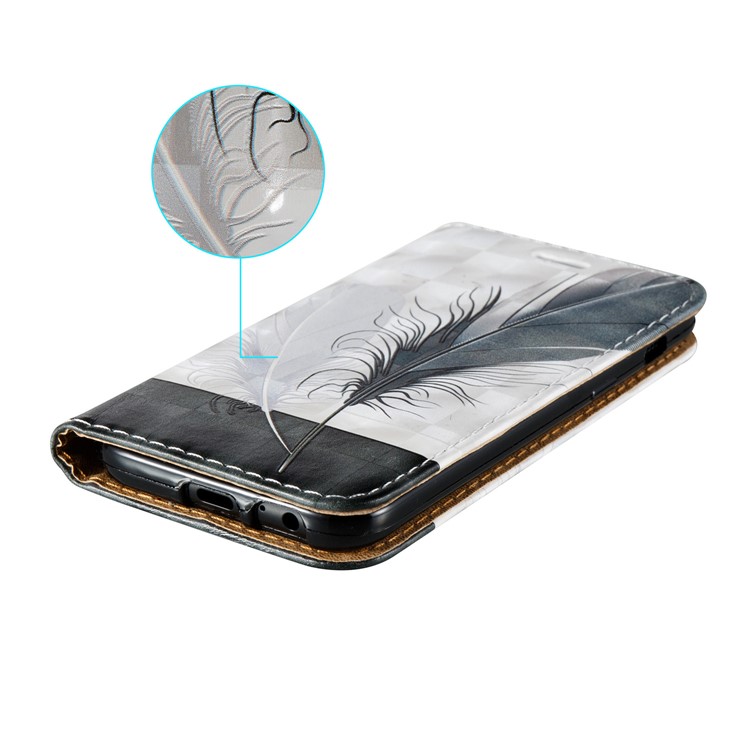 3D Embossing Stand Card Holder Leather Phone Case for Samsung Galaxy A3 (2017) - Feathers-4