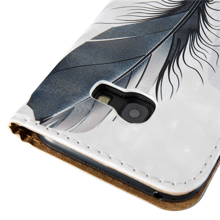 3D Embossing Stand Card Holder Leather Phone Case for Samsung Galaxy A3 (2017) - Feathers-5
