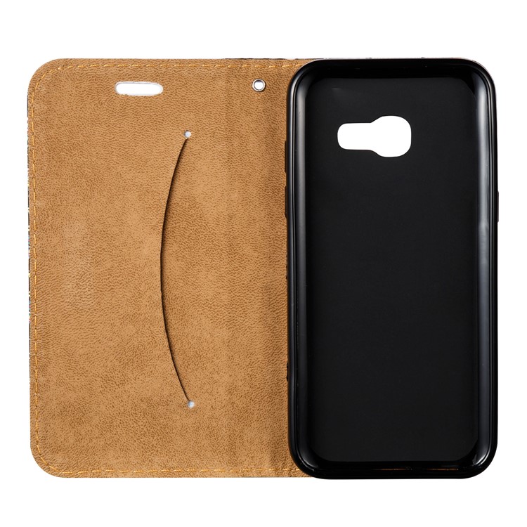 3D Embossing Stand Card Holder Leather Phone Case for Samsung Galaxy A3 (2017) - Feathers-8