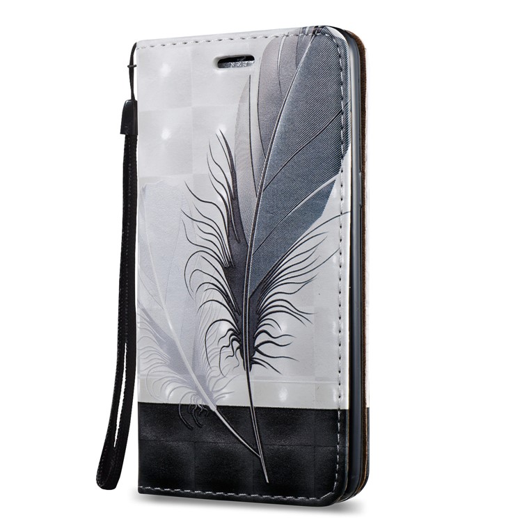 Embossed Leather Magnetic Card Slot Shell for Samsung Galaxy J2 Prime/Grand Prime Plus/Prime (2016) - Feathers-2
