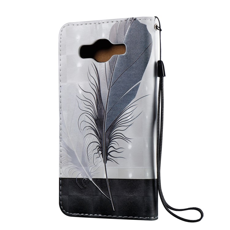 Embossed Leather Magnetic Card Slot Shell for Samsung Galaxy J2 Prime/Grand Prime Plus/Prime (2016) - Feathers-3