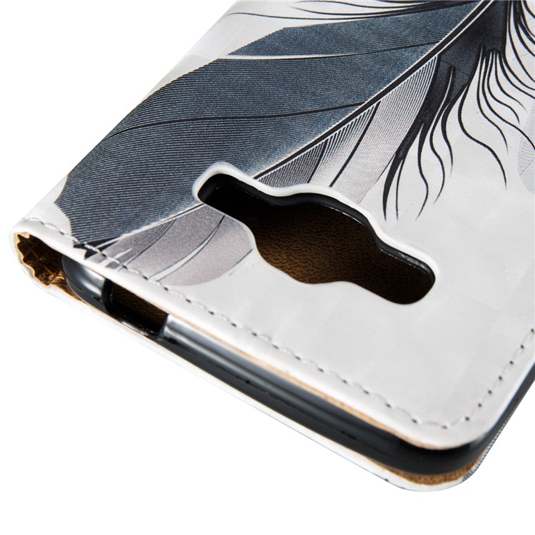 Embossed Leather Magnetic Card Slot Shell for Samsung Galaxy J2 Prime/Grand Prime Plus/Prime (2016) - Feathers-5