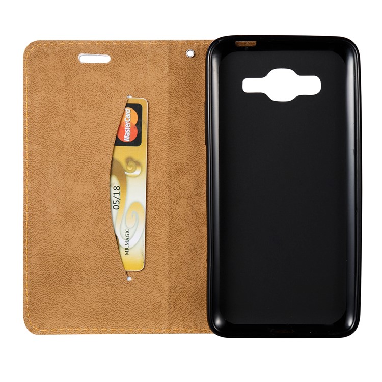 Embossed Leather Magnetic Card Slot Shell for Samsung Galaxy J2 Prime/Grand Prime Plus/Prime (2016) - Feathers-7