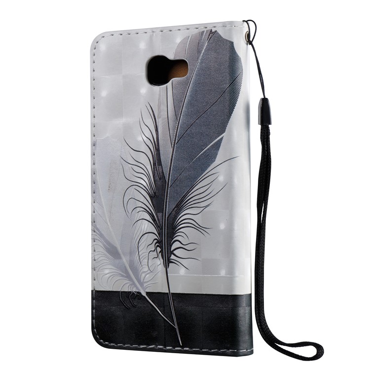 3D Embossing Stand Card Holder Leather Case for Samsung Galaxy J5 Prime - Feathers-3