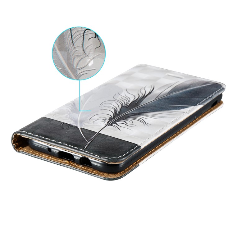 3D Embossing Stand Card Holder Leather Case for Samsung Galaxy J5 Prime - Feathers-4