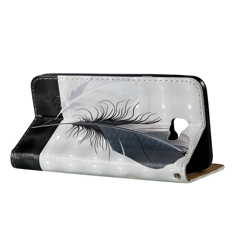 3D Embossing Stand Card Holder Leather Case for Samsung Galaxy J5 Prime - Feathers-6