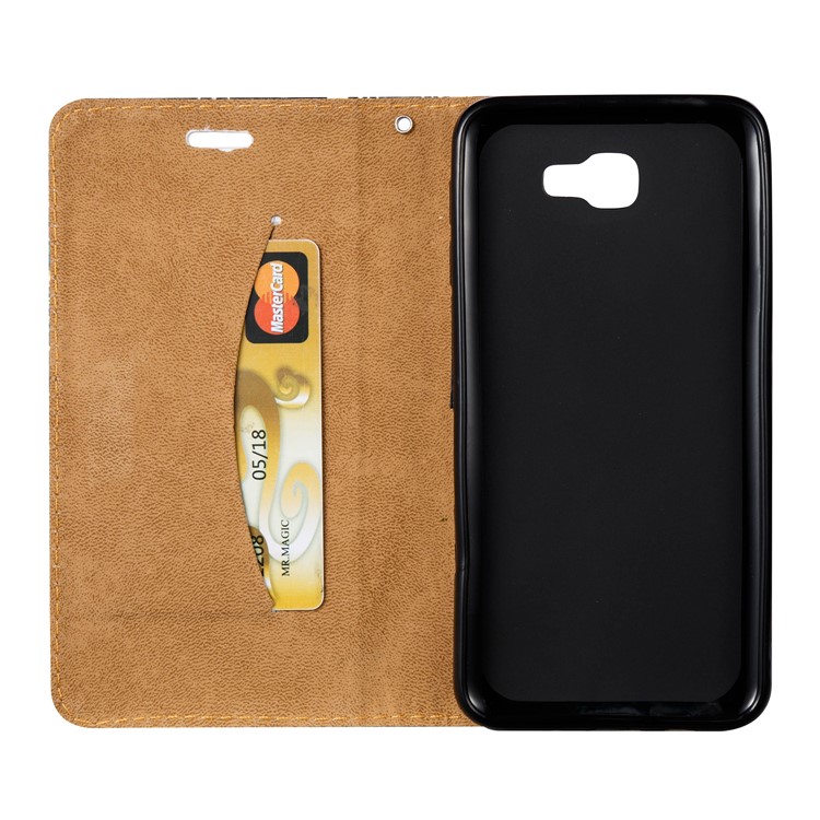 3D Embossing Stand Card Holder Leather Case for Samsung Galaxy J5 Prime - Feathers-7
