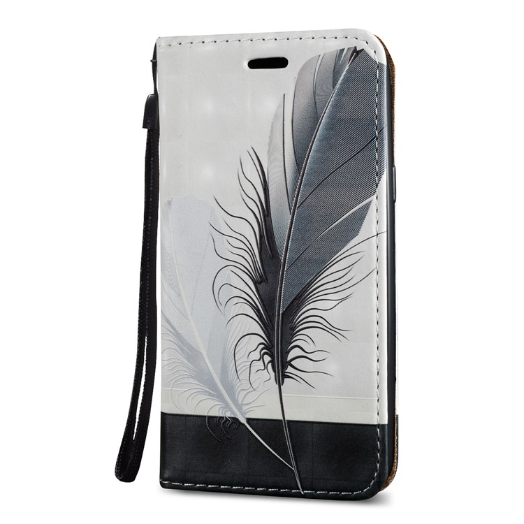 Embossing Leather Card Slot Cover for Samsung Galaxy J3 Emerge/J3 Prime/J3 (2017) - Feathers-2