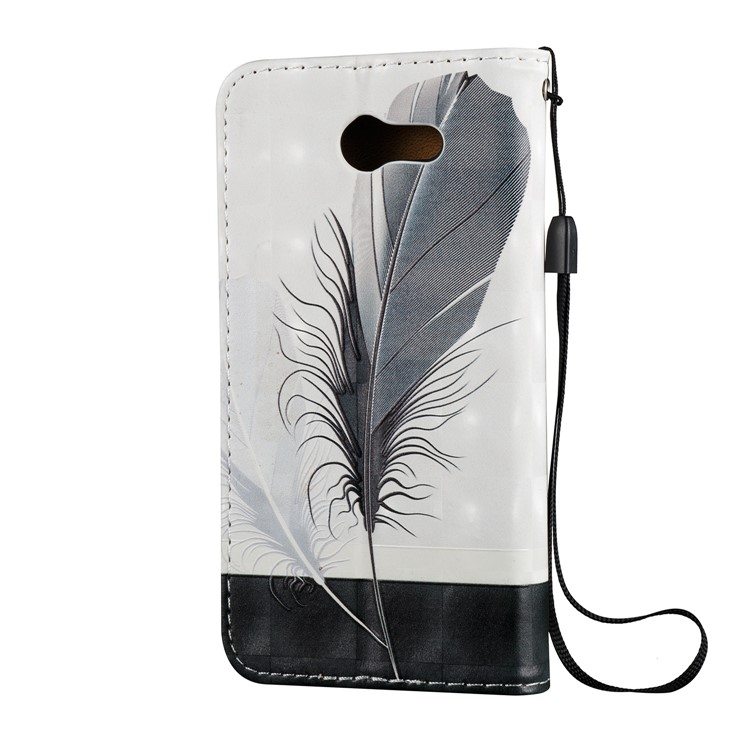 Embossing Leather Card Slot Cover for Samsung Galaxy J3 Emerge/J3 Prime/J3 (2017) - Feathers-3